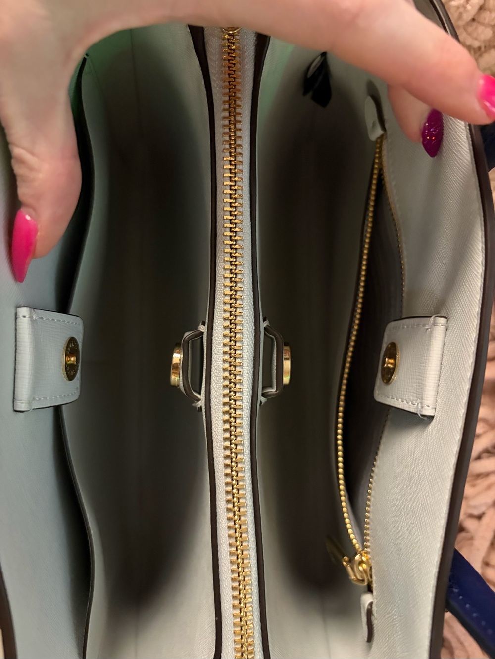 Authentic Kate Spade Serena Color Blocked Leather Satchel Purse Bag EUC Pristine - Picture 3 of 7